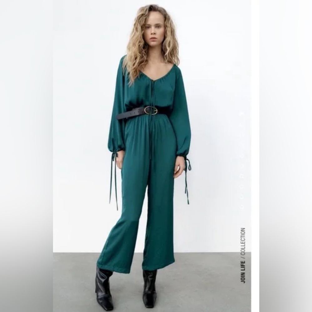 NEW Zara satin jumpsuit with ties